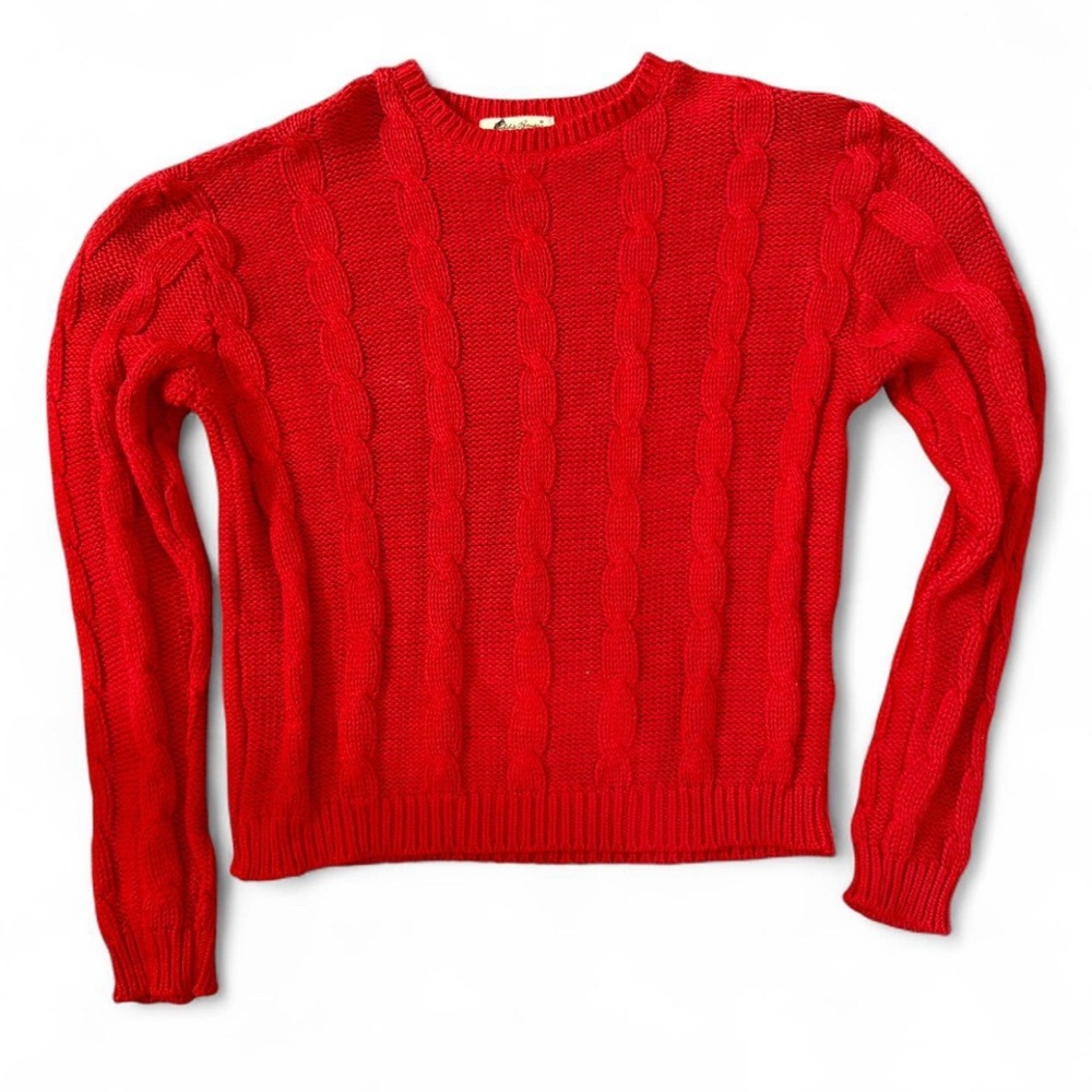 Red Cable Knit Sweater - Picture 3 of 4